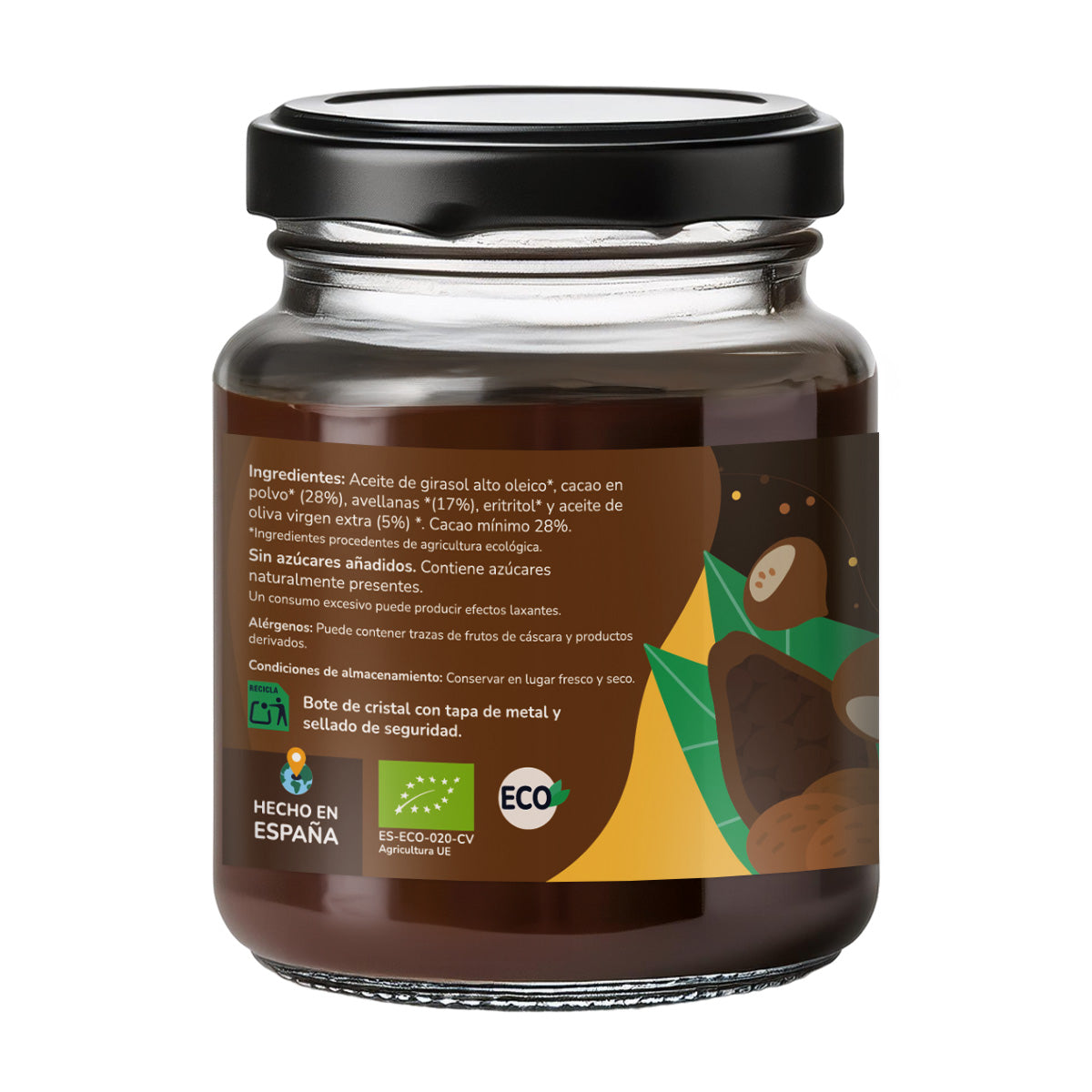 2er-Pack Haselnuss-Kakao-Creme ohne Zuckerzusatz ECO Planeta Huerto 230 g
