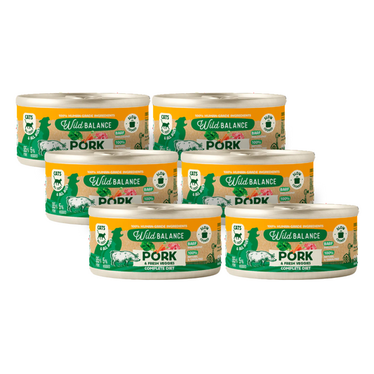 Pack porc et légumes BARF pour chats 6 x 120 g Wild Balance