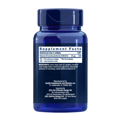 Vitamin D3 1000 IU, Life Extension 250 perlas