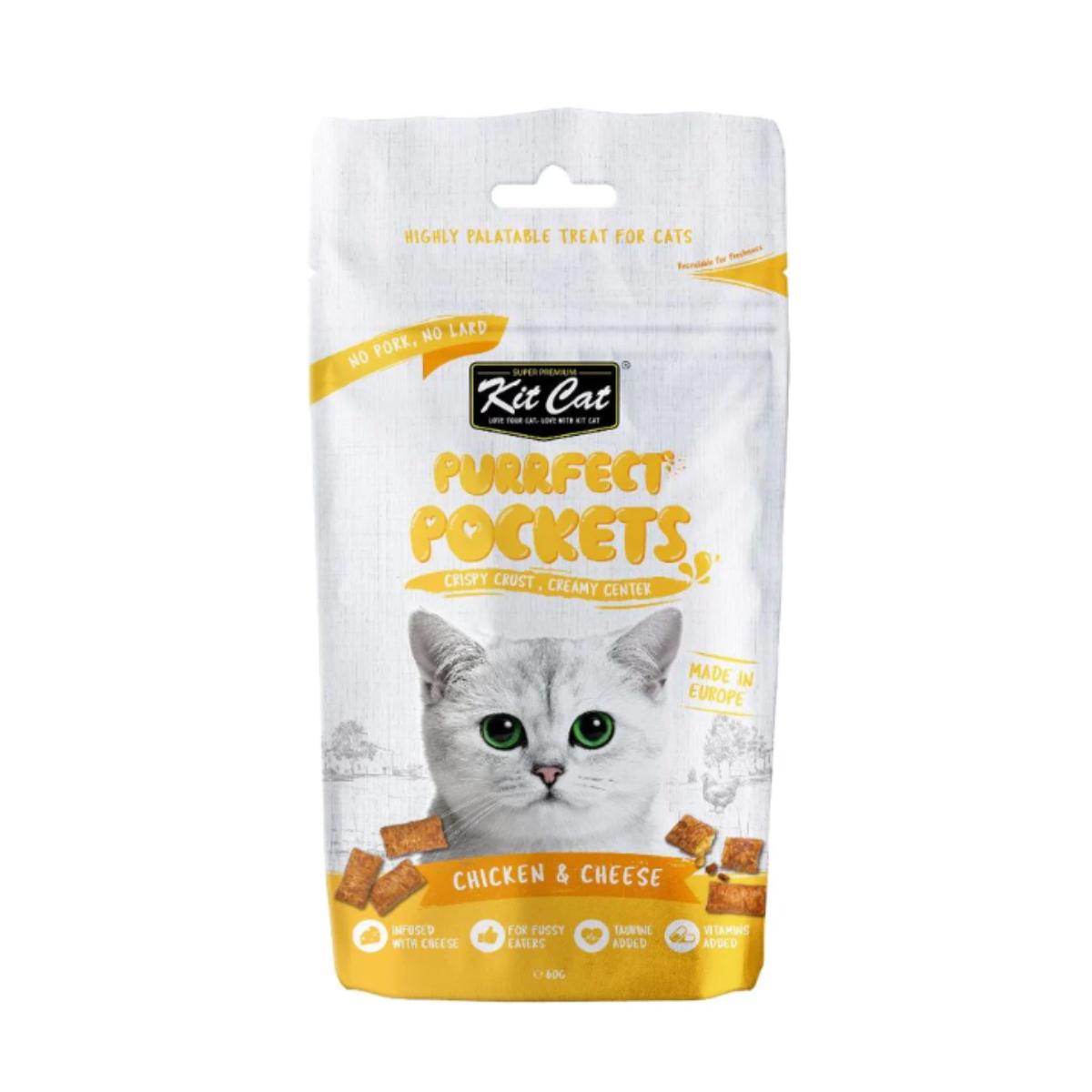 Kit Cat Purrfect Pockets - Pollo e formaggio 60 g Snack per gatti