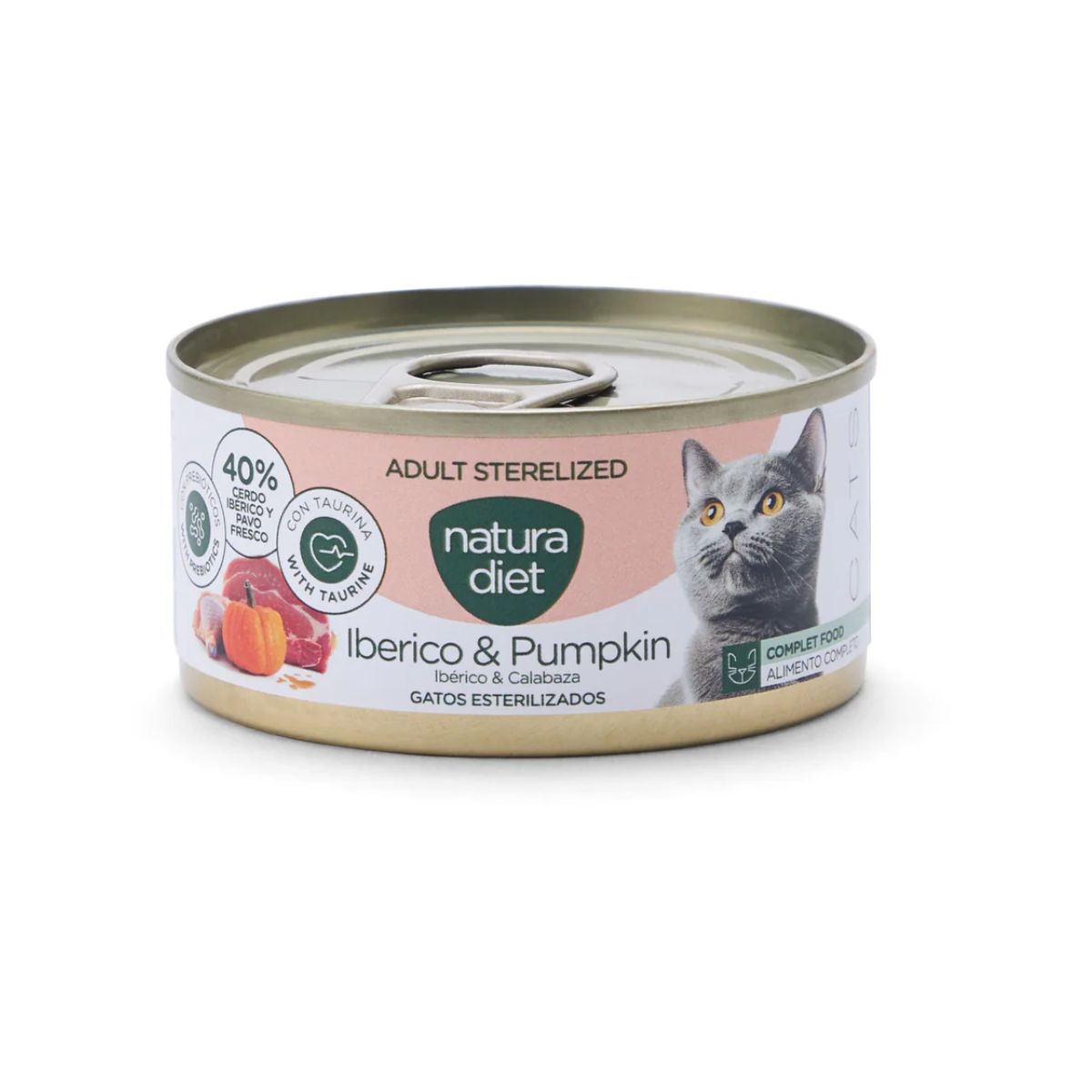 Natura Diet Cat Sterilized Ibérique et potiron 85 g Nourriture humide pour chats stérilisés