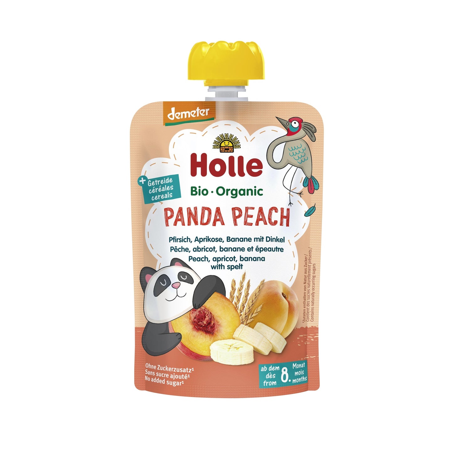PANDA PEACH – Pfirsich, Aprikose, Banane und Dinkel (ab dem 8. Monat) Bio/Dem Holle 100 g