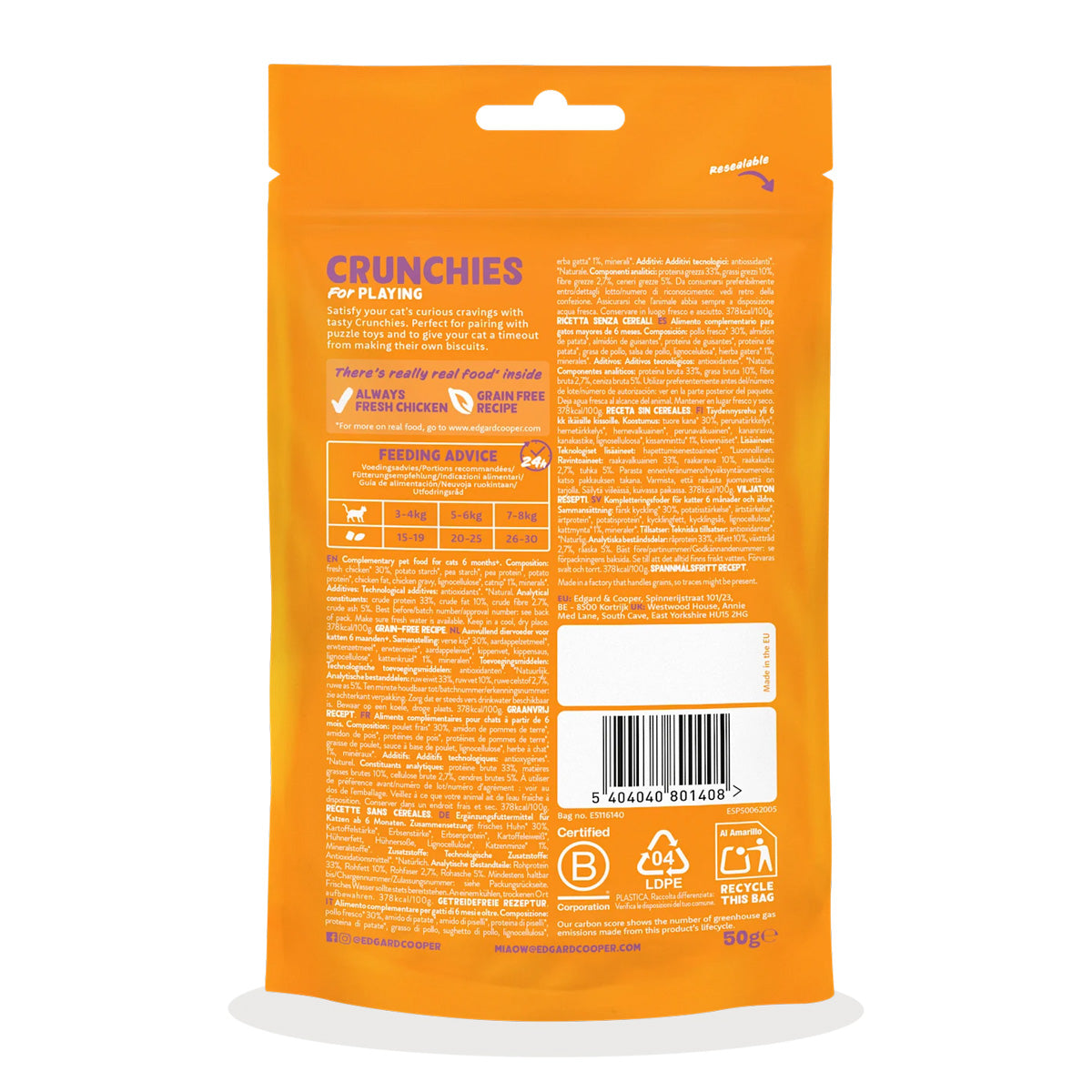 Kycklingkakor Naturliga godbitar för katter Edgard Cooper 50 g