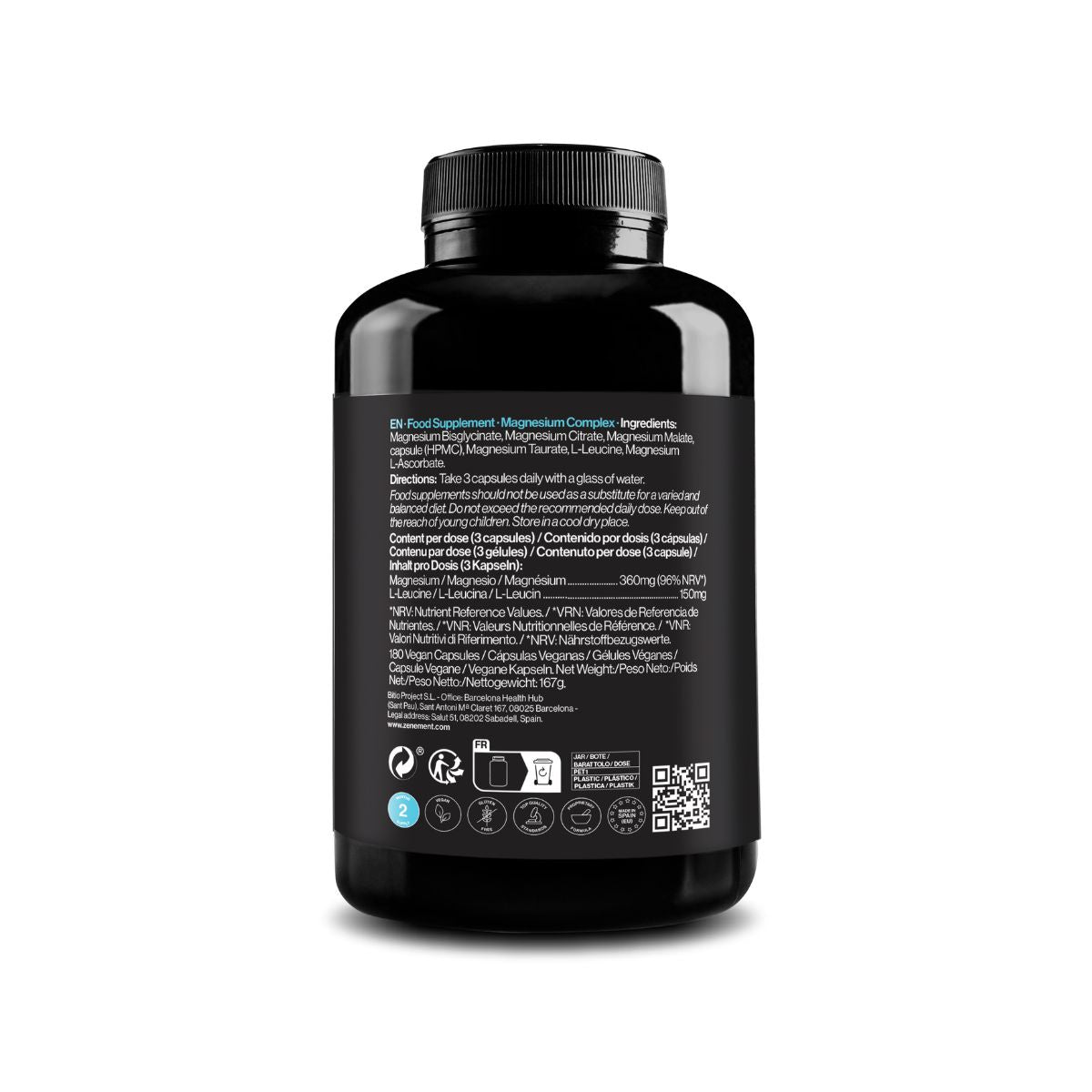 Magnesiumkomplex, 5 in 1, 180 vegane Kapseln Zenement