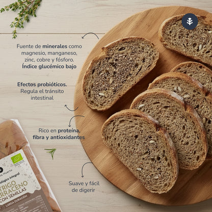 Pane integrale proteico di grano saraceno con semi ECO Planeta Huerto 500 g
