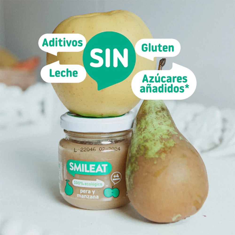 Pack of 12 Pear and Apple Jars +6 Months Smileat, 130 g