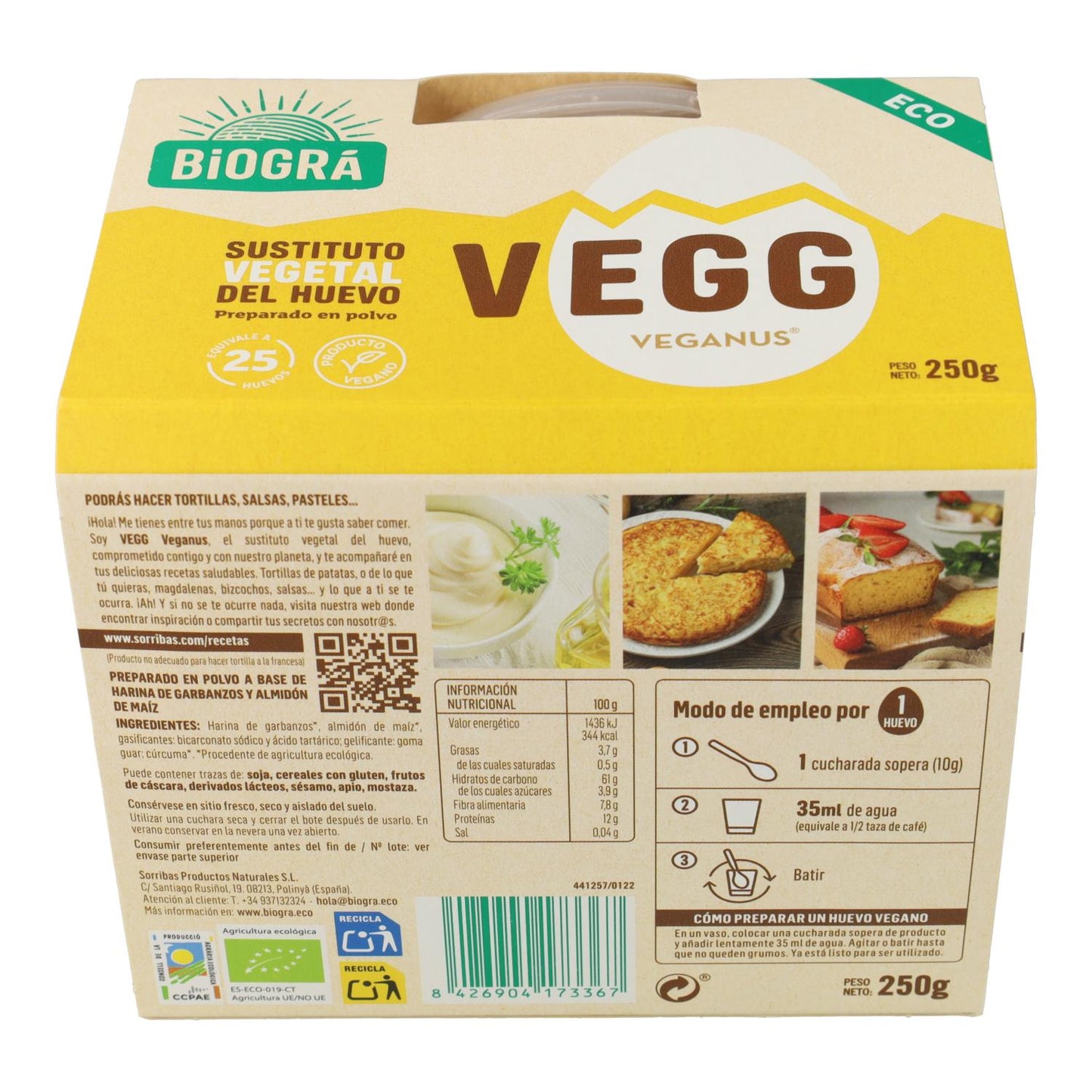 Vegg, pflanzlicher Bio-Eiersatz, Biográ 250 g