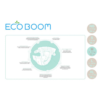 Couches en bambou Pure Premium ECO BOOM T3 (6 à 10 kg) 32 unités