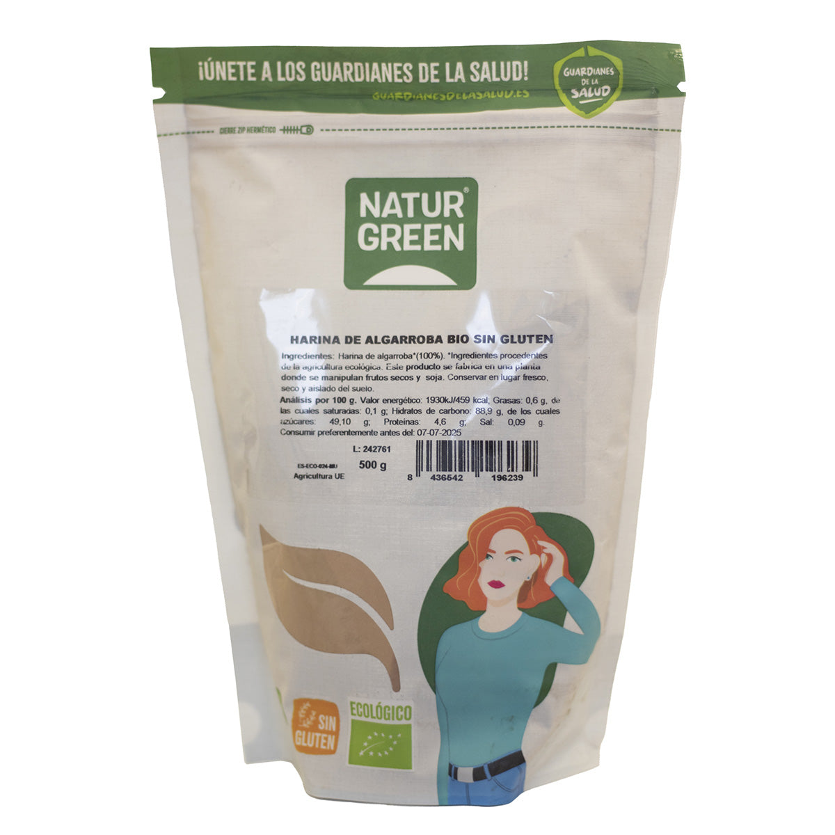 Farina di carruba biologica senza glutine NaturGreen 500 g