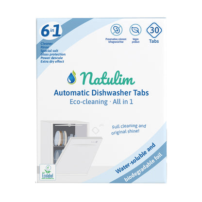 Pastiglie ecologiche 6 in 1 per lavastoviglie Natulim 30 pezzi