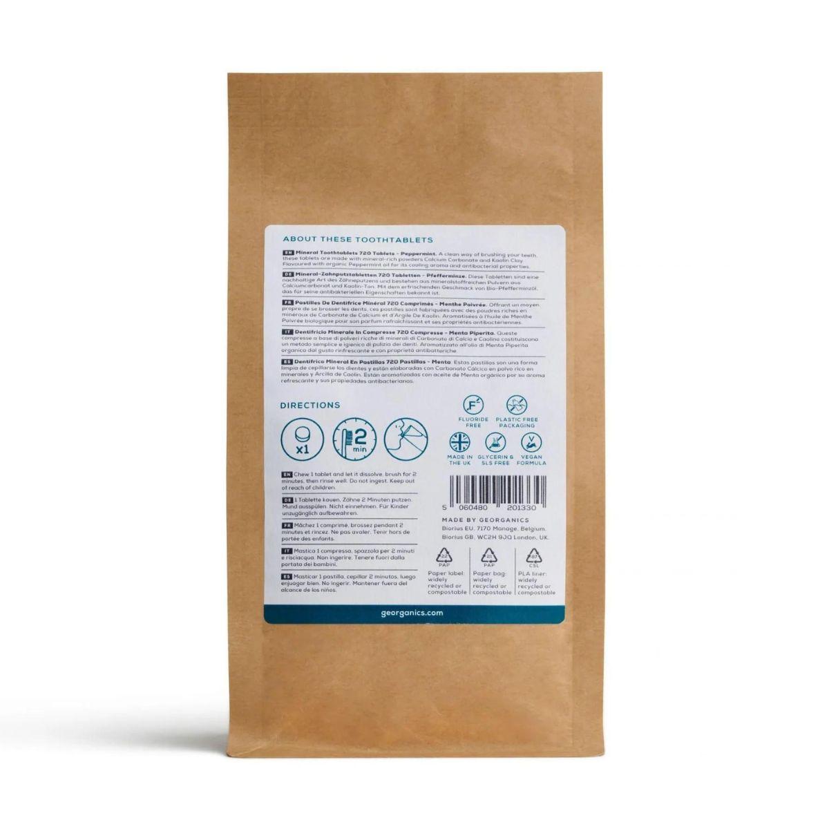 Ricarica di pastiglie dentifricie alla menta, Georganics 720 unità