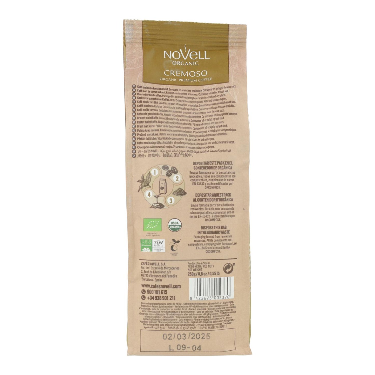 Eco gemalen koffie Cremoso 250 g