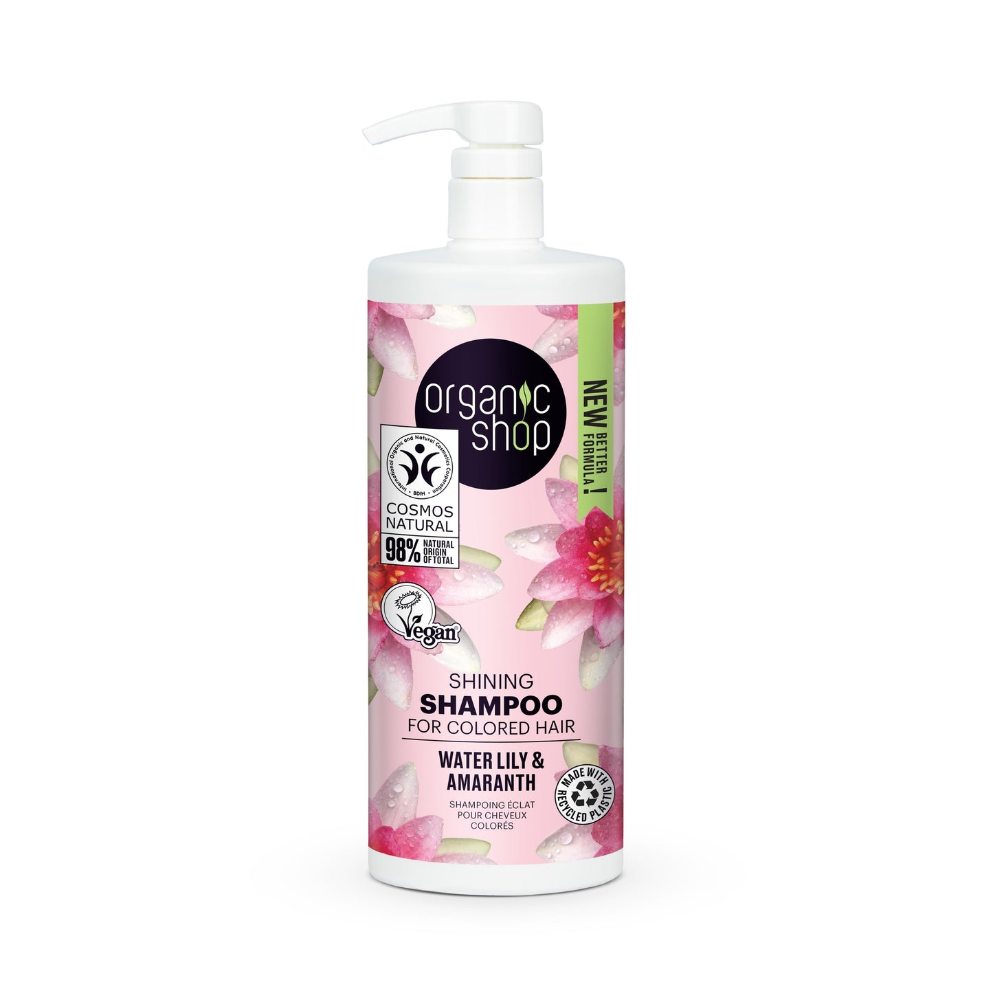 Organic Shop Water Lily and Amaranth Shine Shampoo for Coloured Hair, 1000 ml
