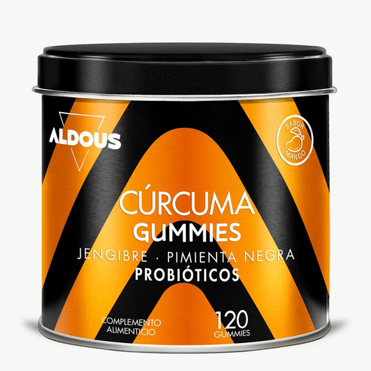 Kurkuma z imbirem i czarnym pieprzem + probiotyki Aldous Bio 120 żelków