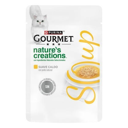 Packung mit 32 x GOURMET Nature's Creations Suppe mit natürlicher Hühner- und Gemüsegarnitur (40 g)