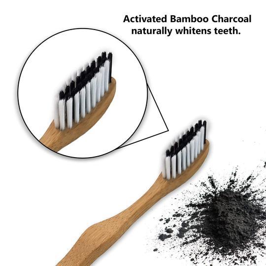 Pack of 4 Bambaw activated charcoal bamboo toothbrushes
