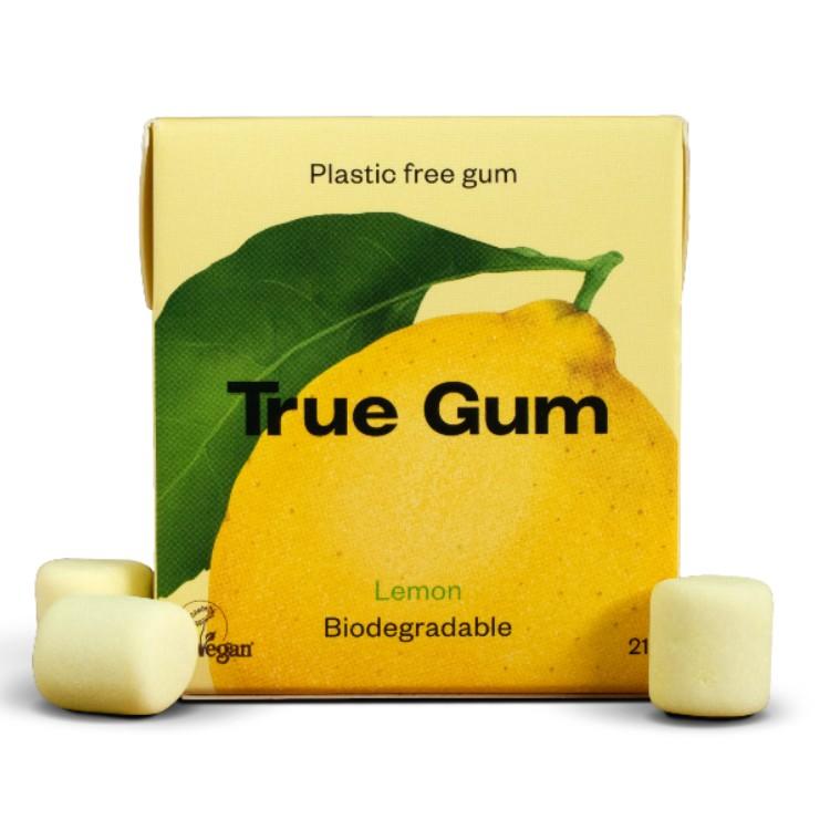Plastic-free Lemon Chewing Gum True Gum 21 g