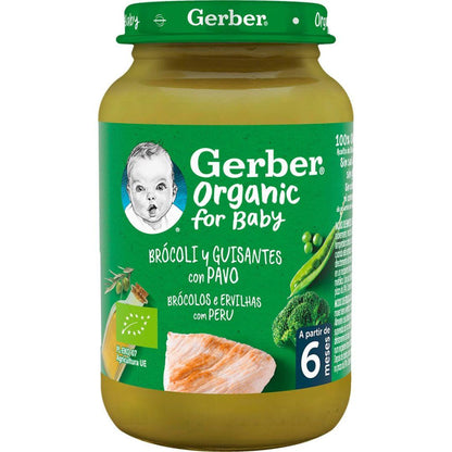 Gerber Organic Baby Food Jar with Broccoli, Peas and Turkey 190 g GERBER Organic Broccoli Peas Turkey