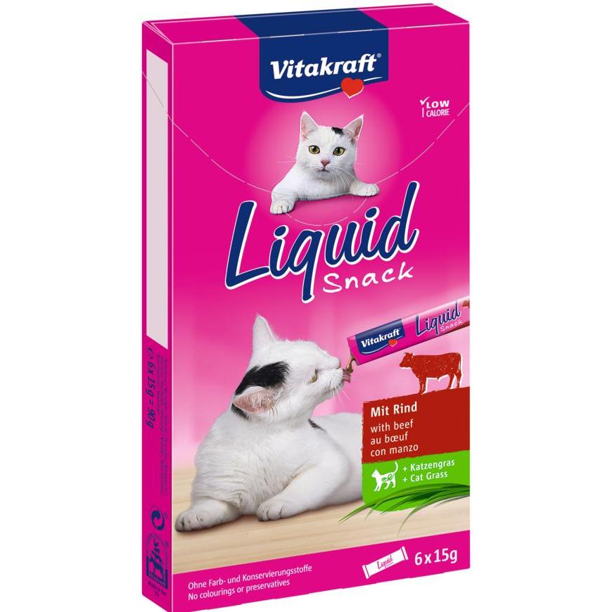Vitakraft Cat Liquid Snack cremig mit Rindfleisch und Inulin 6x15 g