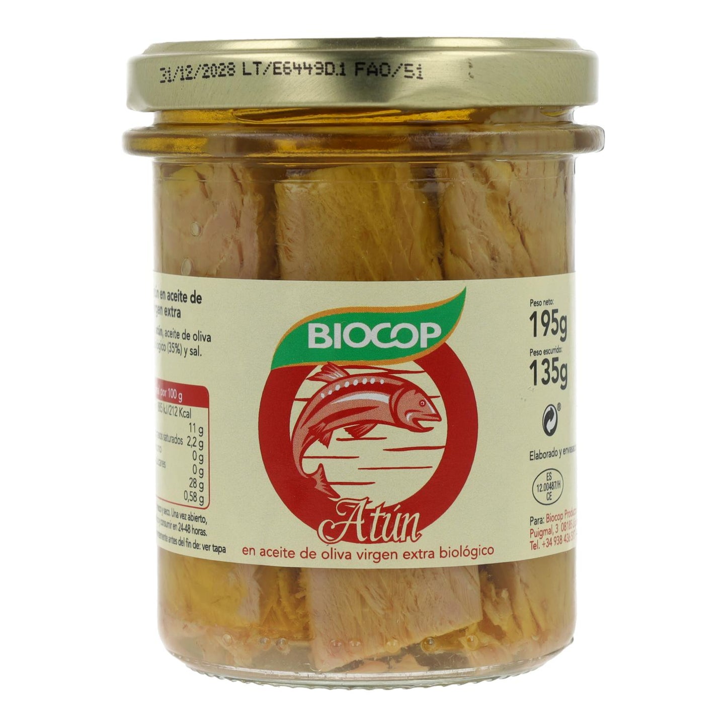 Biocop Bio-Thunfischfilets in der Dose, 195 g