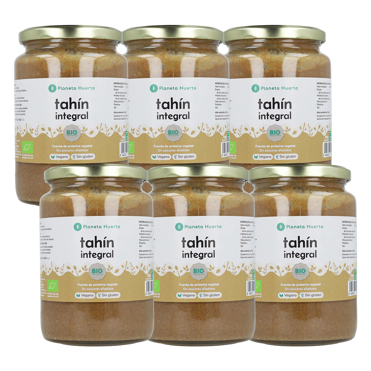 Packung 6x Vollkorn Tahin ECO Planeta Huerto 700 g