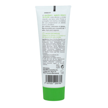 Zahnpasta für frischen Atem mit Minze ohne Fluorid HappyBio 75 ml