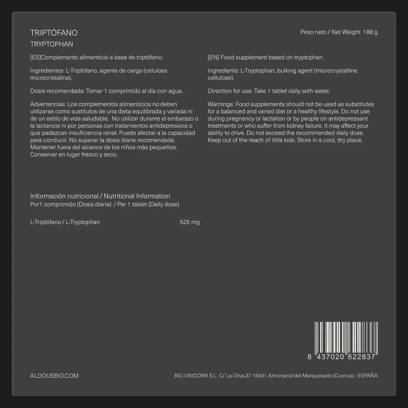 Ren tryptofan Aldous Bio 300 tabletter