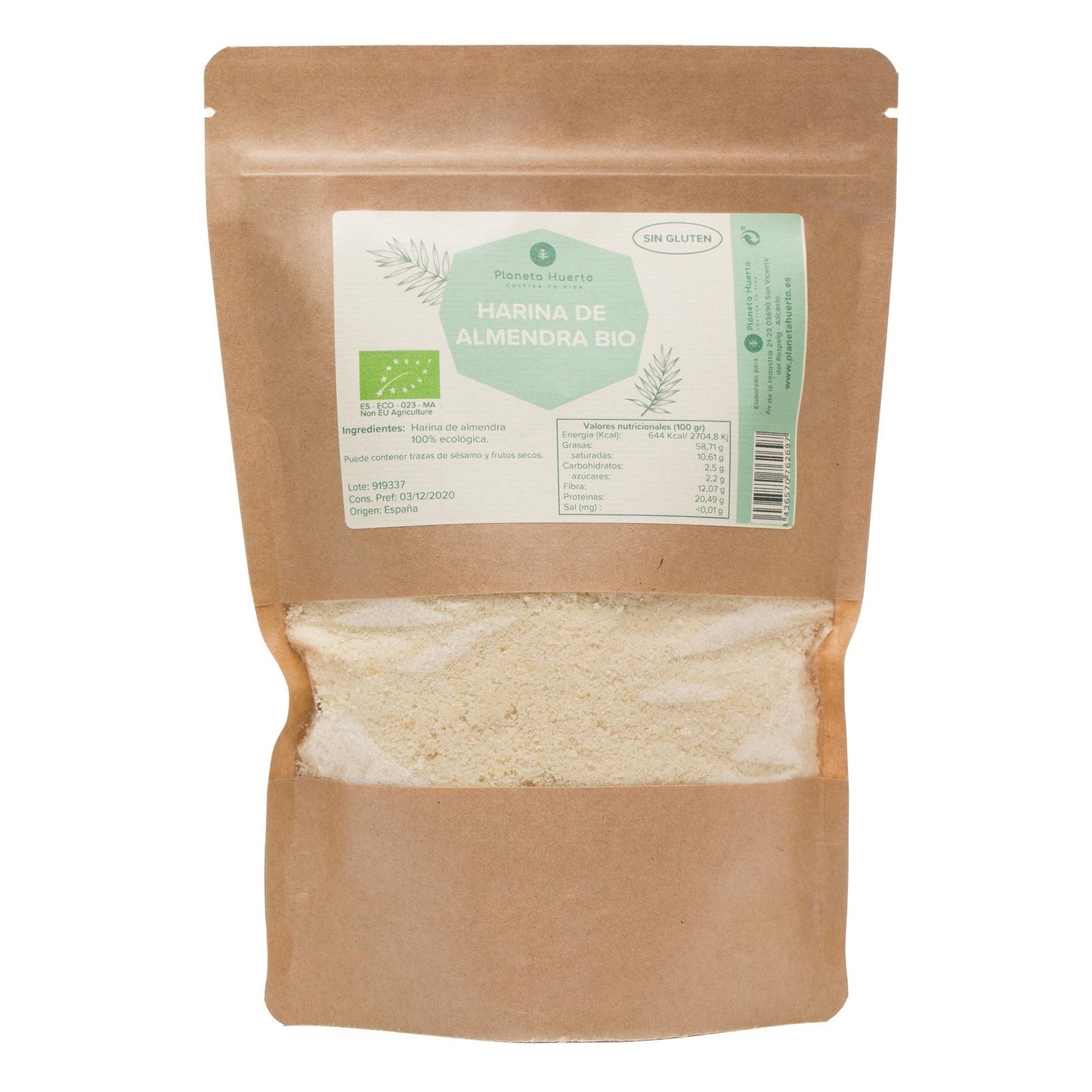 Glutenvrij Amandelmeel ECO Planeta Huerto 400gr