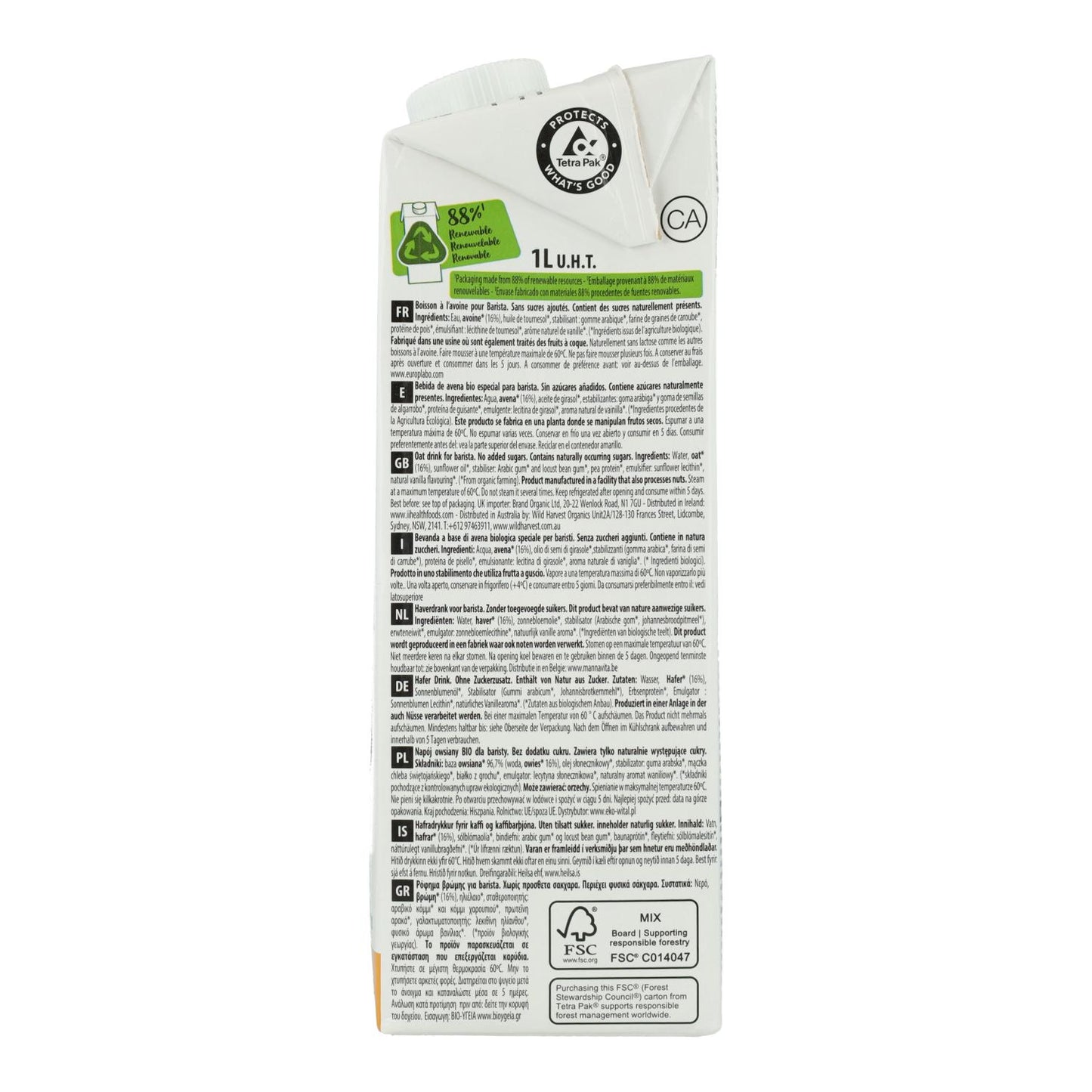 Bevanda vegetale Barista Avena BIO EcoMil 1 L