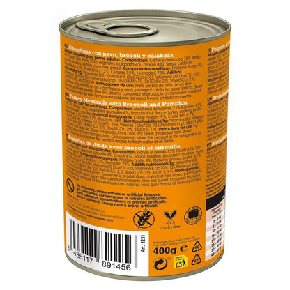 Świeże klopsiki z indyka Arquivet 400 g Mokra karma dla psów z indykiem, brokułami i dynią