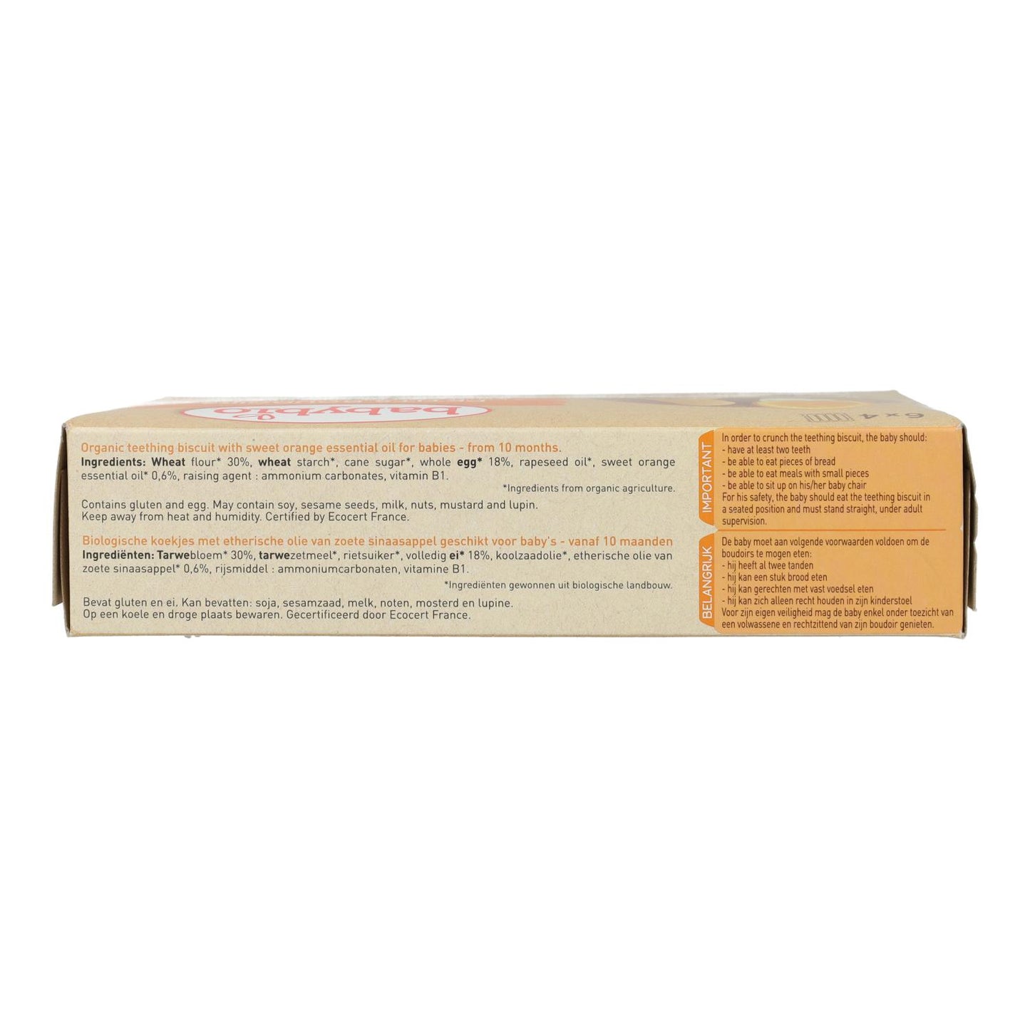 Bio-koekjes met sinaasappelsmaak voor baby's Babybio 120 g