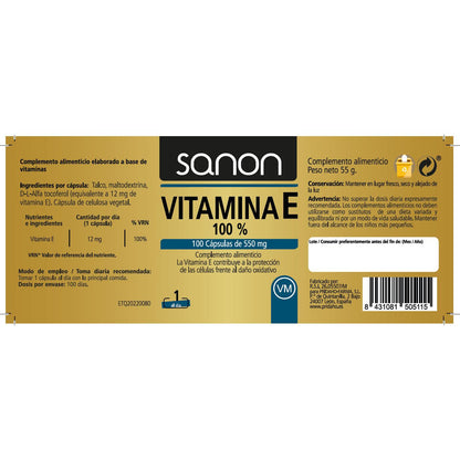 Vitamin E 100 % SANON 100 Kapseln à 550 mg