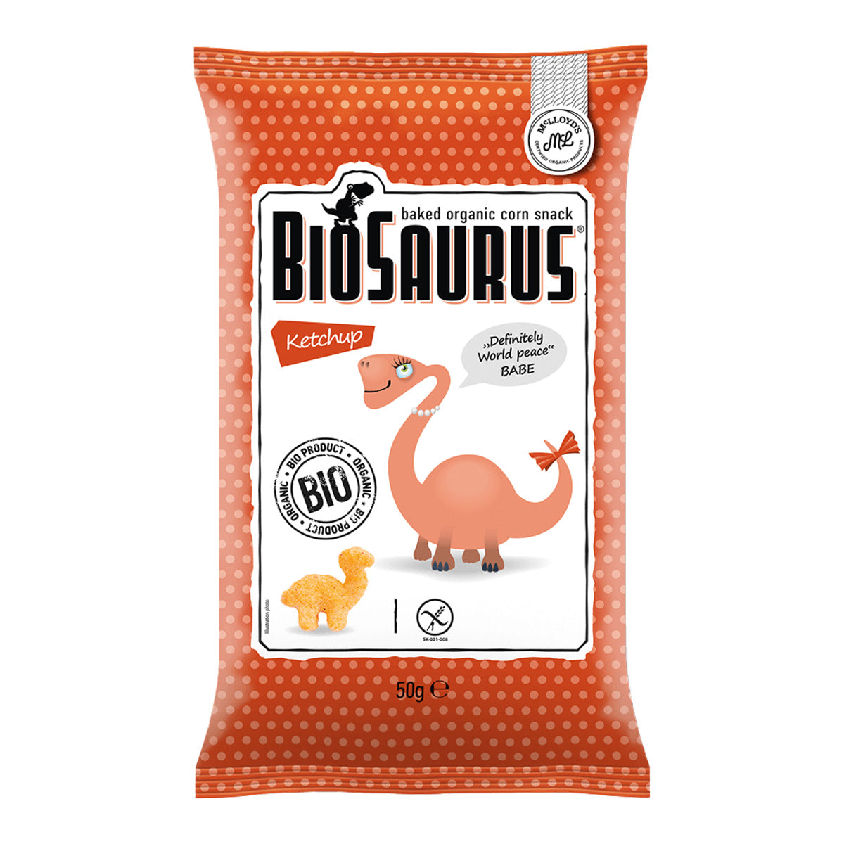 Majssnacks med ketchup Bio, Biosaurus 50 g