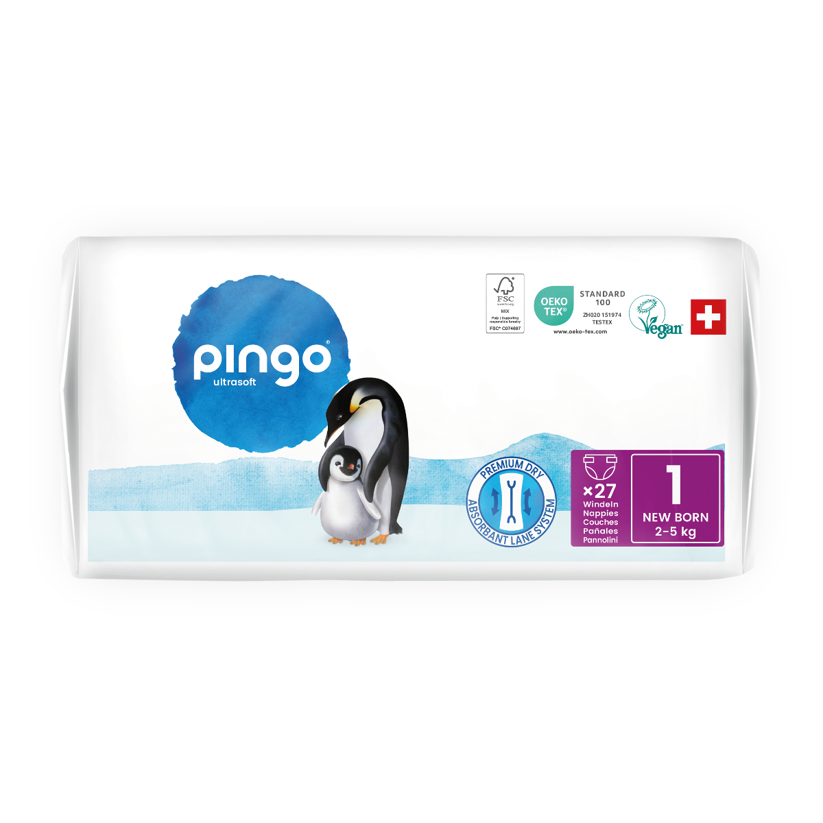 Luiers T1 (2 - 5 kg) Pingo 27 stuks