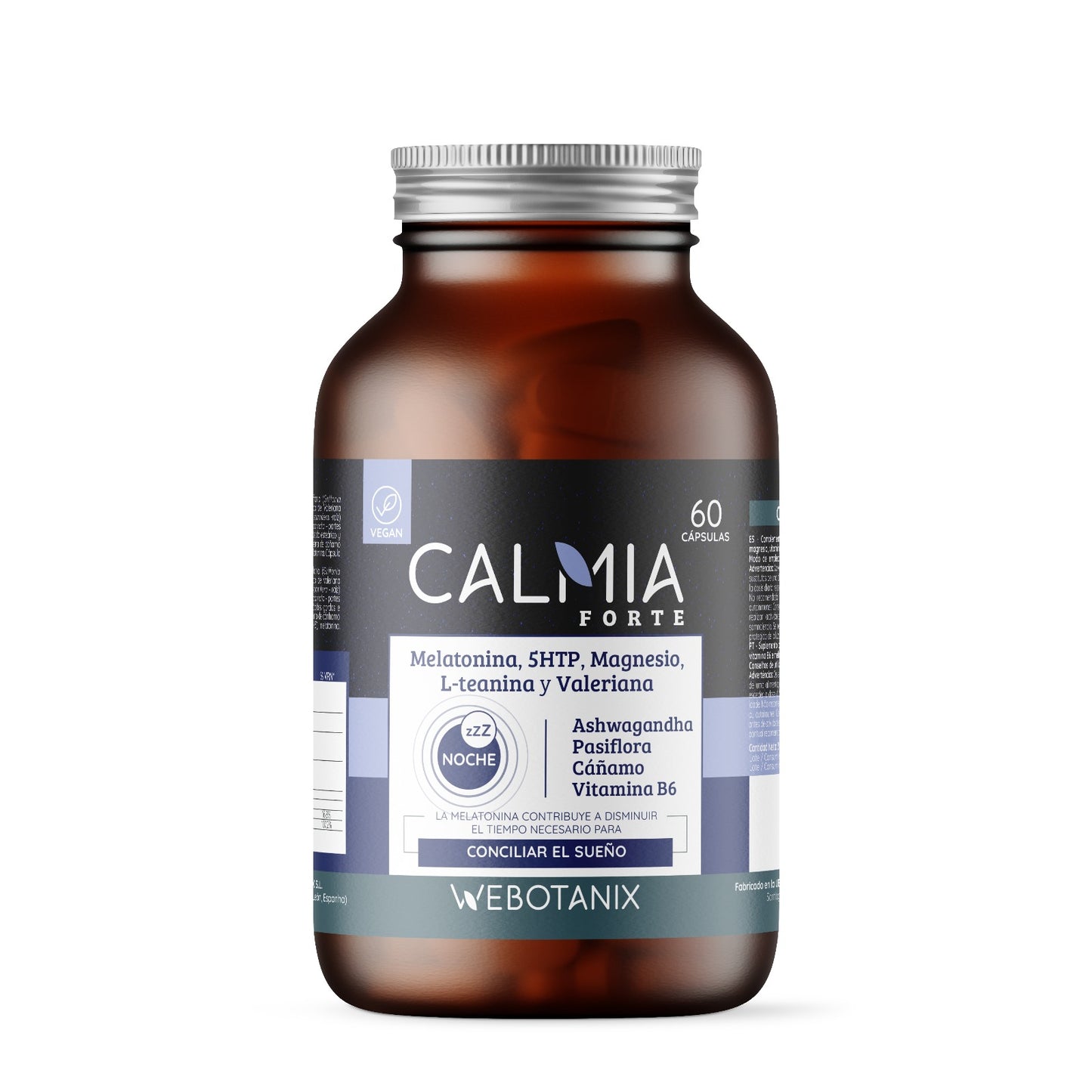 Calmia Noche Forte (5HTP+Melatonin+Magnesium, L-Theanin, Baldrian) WEBOTANIX 60 Kapseln