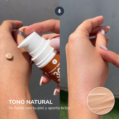 Crema solare protettiva per il viso con colore 100% minerale SPF30 Planeta Huerto 50 ml