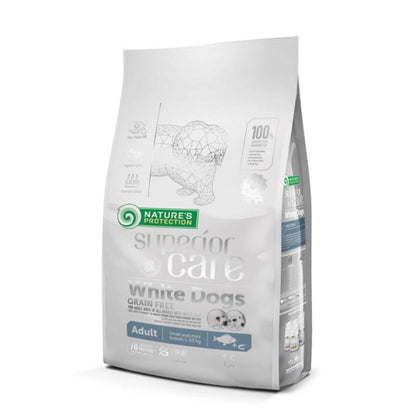 Nature's Protection White Dog Graanvrij voer voor volwassen honden van kleine rassen 1,5 kg