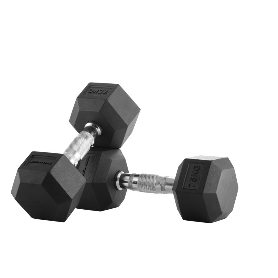 Manubri esagonali in gomma Bodytone (coppia) 2,5 kg