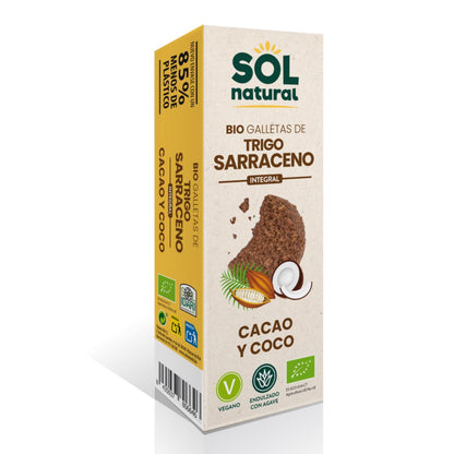 Vollkorn-Buchweizenkekse mit Bio-Kakao und Kokosnuss Sol Natural 175 g