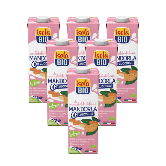 Pack of 6 Isola Bio Organic Sugar-Free Almond Drinks 1 L