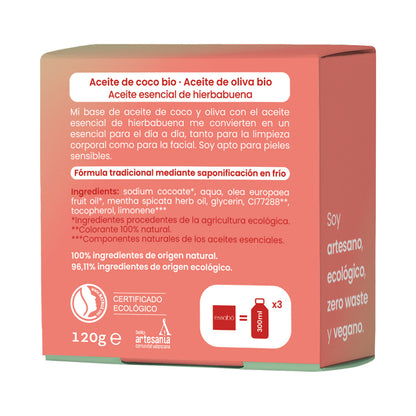 Ekologisk fast tvål med essentiell pepparmynta ESSABÓ 120 g