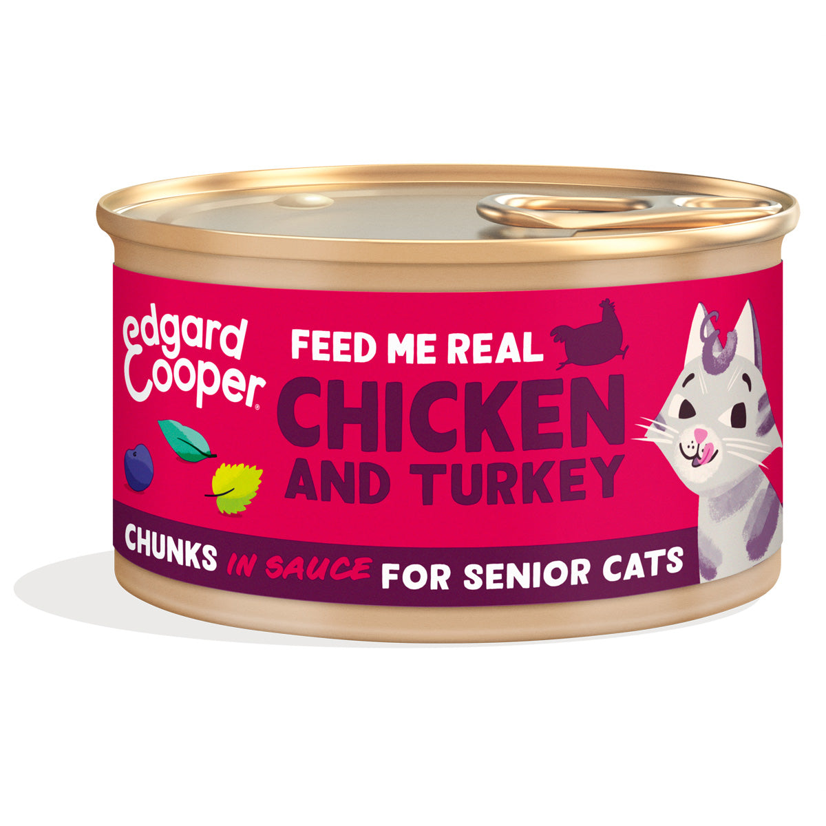 Natvoer voor katten in saus met stukjes kalkoen en kip Edgard & Cooper 85 g