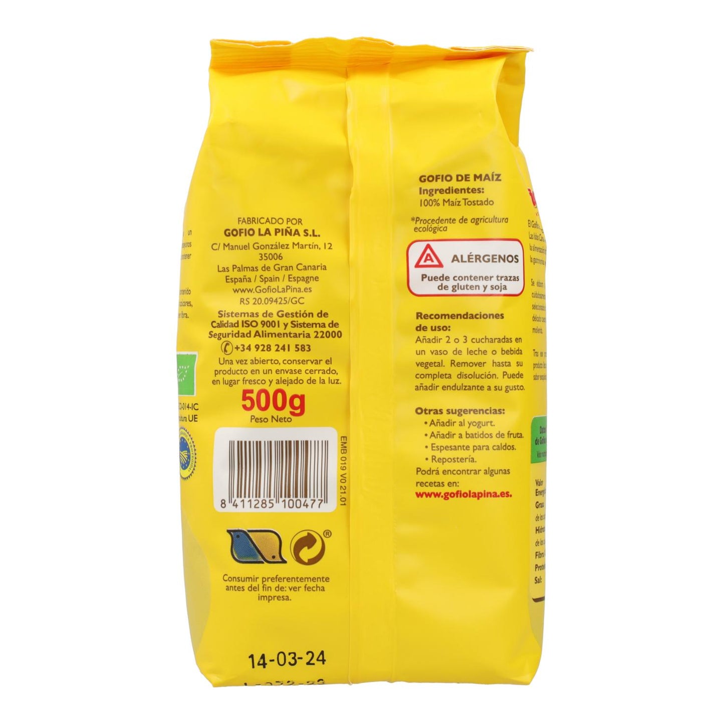 Gofio z kukurydzy BIO La Piña 500 g