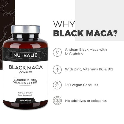 Nutralie Complexe de maca noire andine + vitamines B6 + B12, 120 gélules