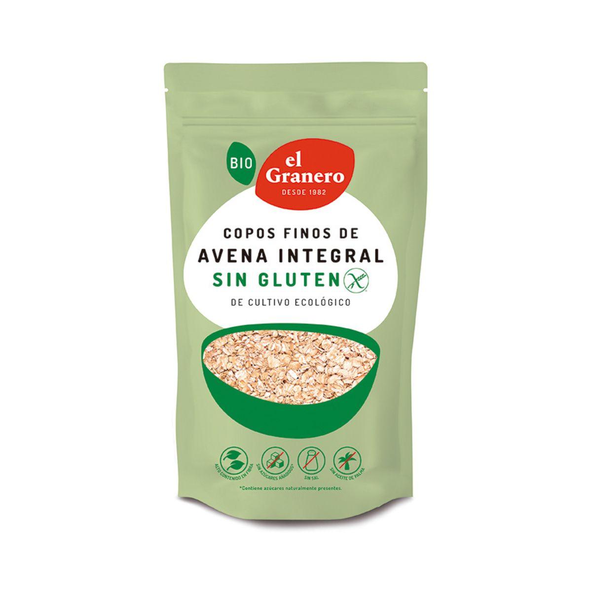 Copos Finos de Avena Integral Sin Gluten Bio El Granero 500 g