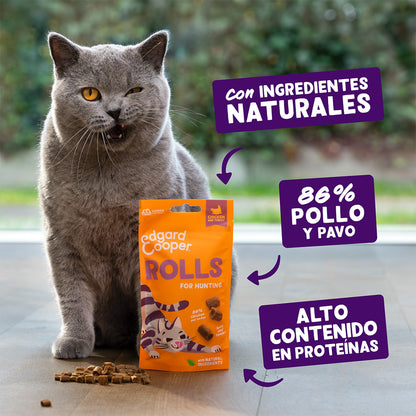 Natürliche Leckerlis für Katzen, Hühner- und Putenröllchen, 45 g