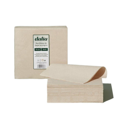 Serviettes en papier bio non blanchies Dalia, paquet de 50