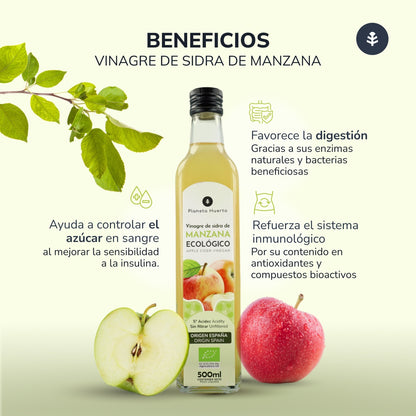 2er-Packung ungefilterter Apfelessig ECO Planeta Huerto 500 ml