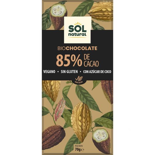 Sol Natural 85% Bio Vegan Zartbitterschokoladentafel 70g