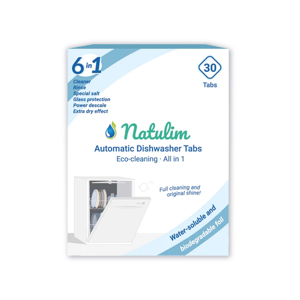 Natulim 6-in-1 eco dishwasher tablets, 30 units